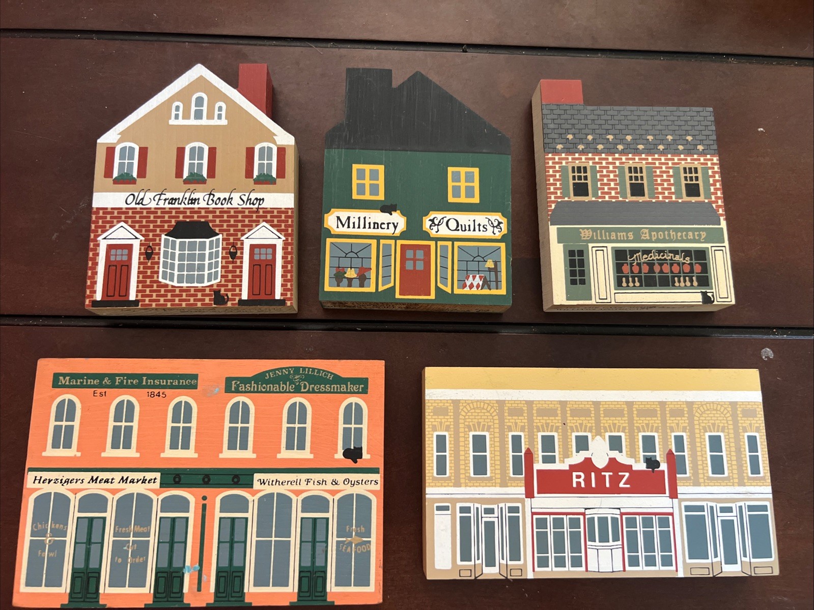 Cats Meow Wood Business Houses Ritz 1989 1994 Decor Apothecary Quilts Market Lot