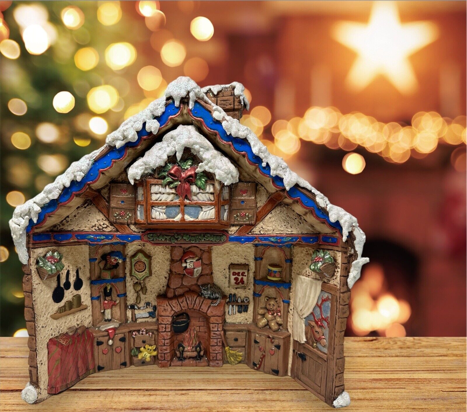 Vtg Provincial Ceramic Mold Santa’s Workshop Christmas House SOME BROKEN SNOW