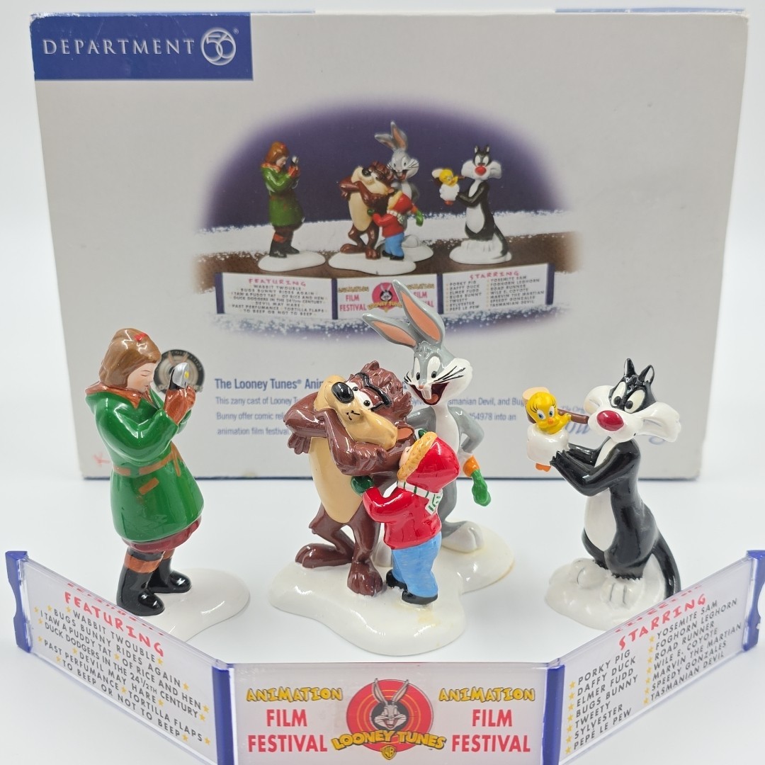 Dept 56 Looney Tunes Animation Film Festival Snow Village Bugs Bunny Taz Tweety