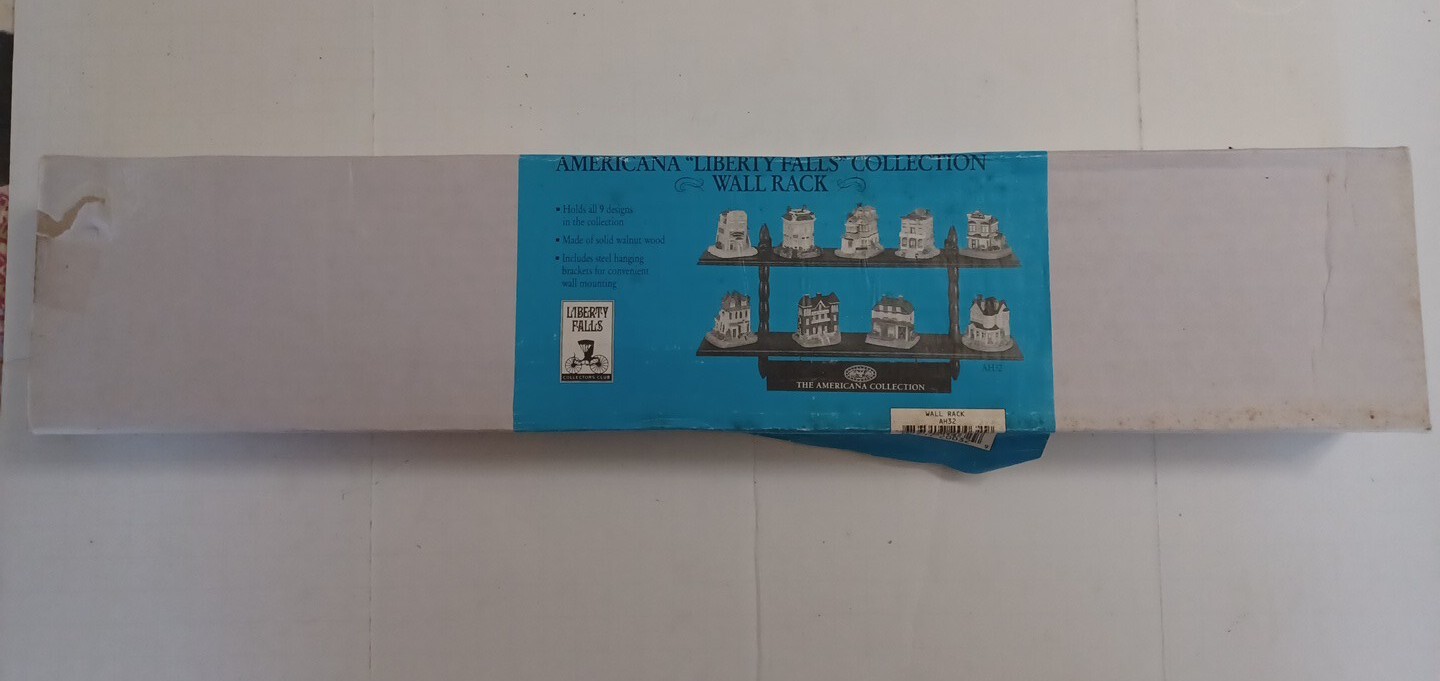 Liberty Falls Walnut Display Shelves Rack Solid Wood Holds 9 Buildings NIB