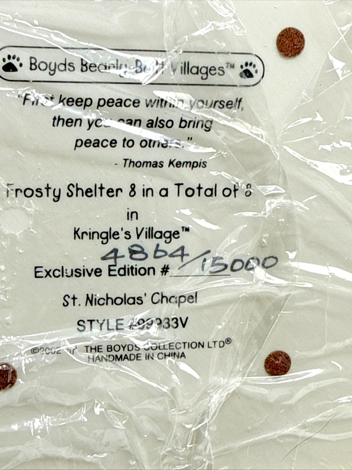 Boyds Bears Bearly Built Village Kringles Village St Nicholas Chapel NIP