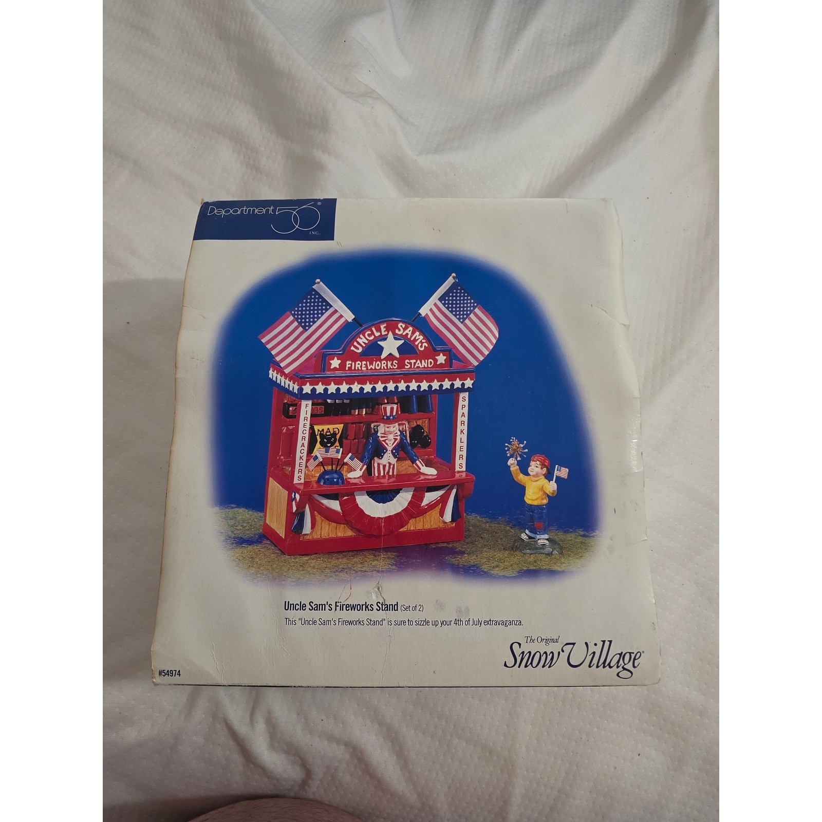 Department 56 Snow Village Uncle Sam’s Fireworks Stand 54974 missing 1 flag