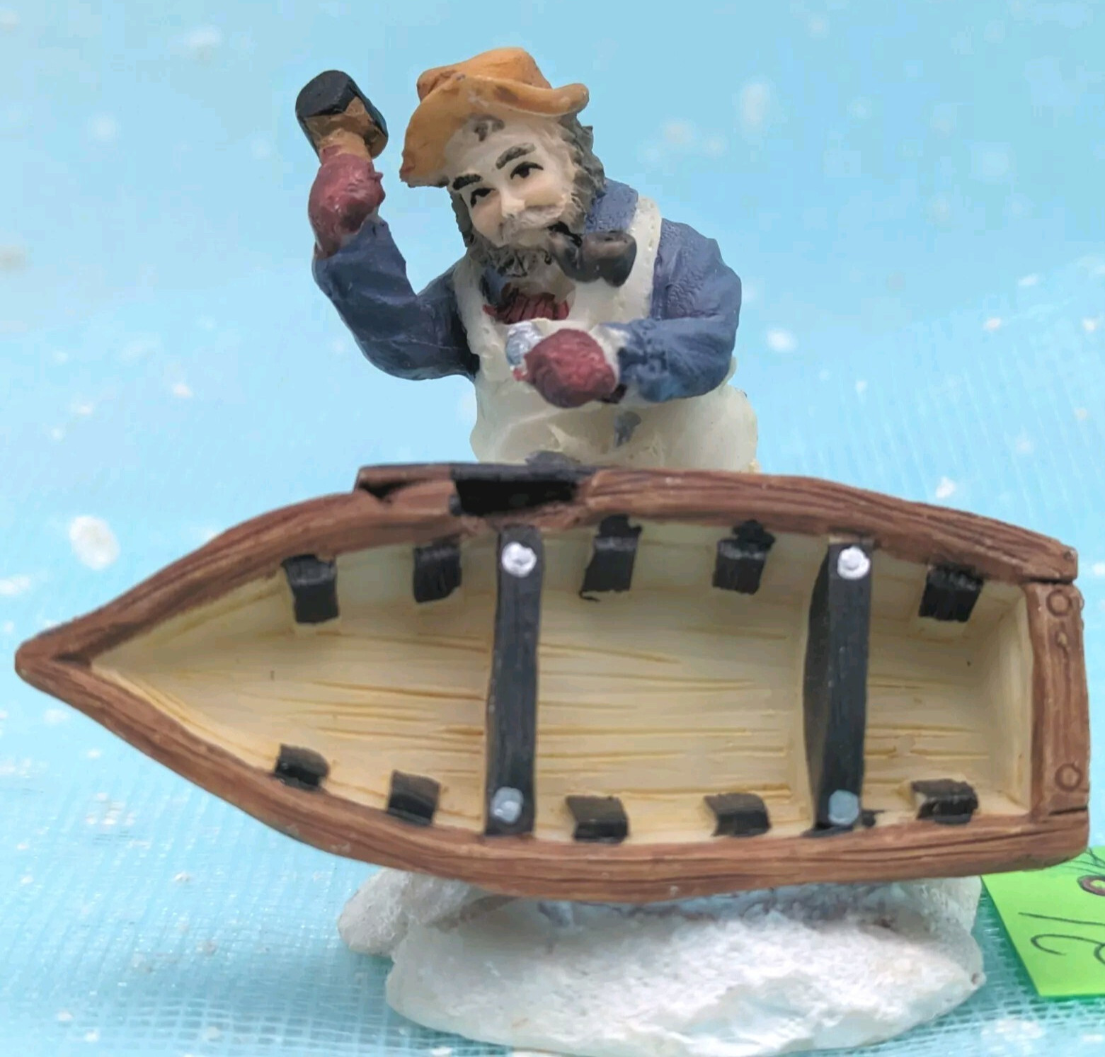 Santa’s Workbench Rowboat man boat nautical Christmas Village Figurine INV21