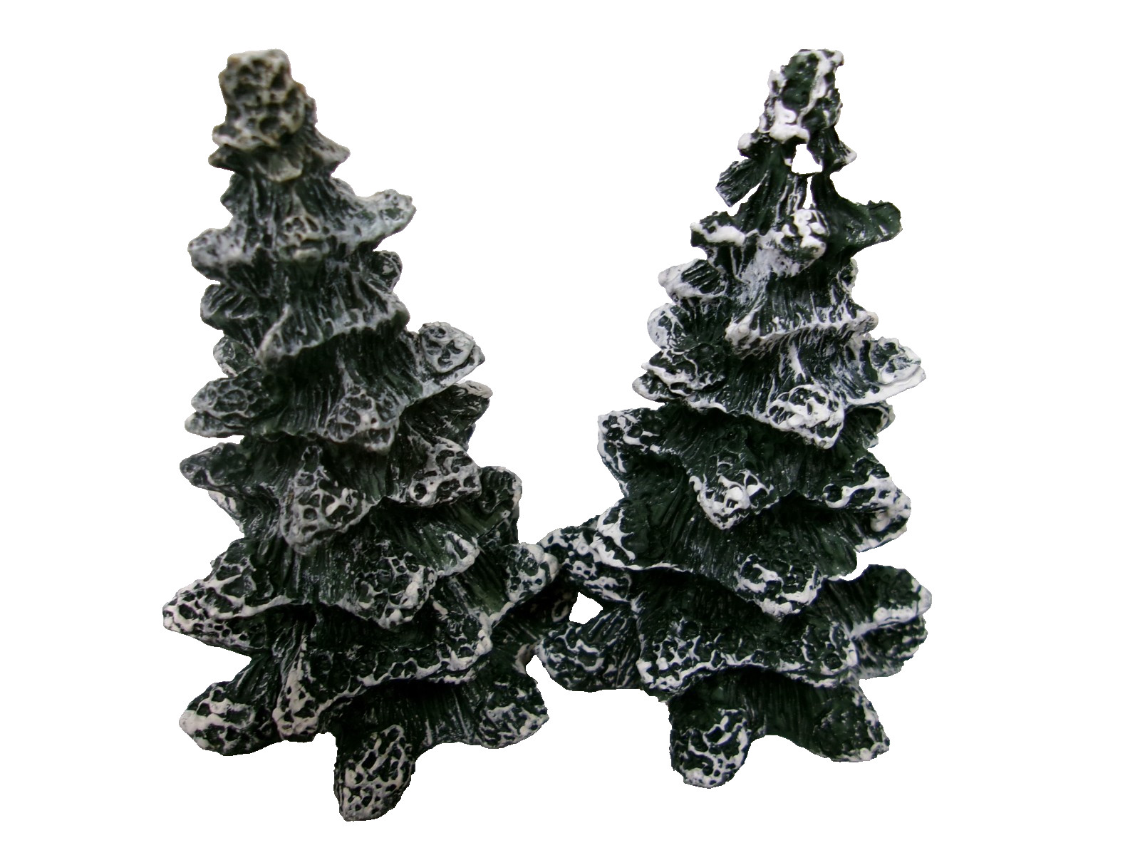 Snow Flocked Christmas Trees Village Square Mervyns Resin 4 In Set of 2 Vintage