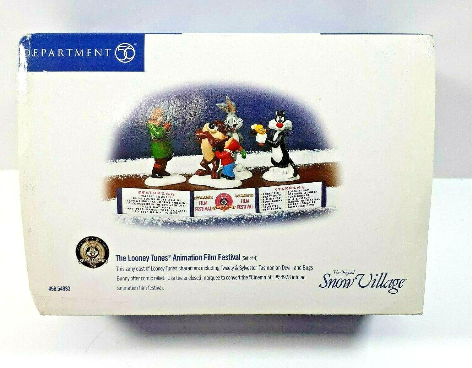 Looney Tunes Dept 56 Snow Village Animation Film Festival Bugs Bunny Taz Tweety