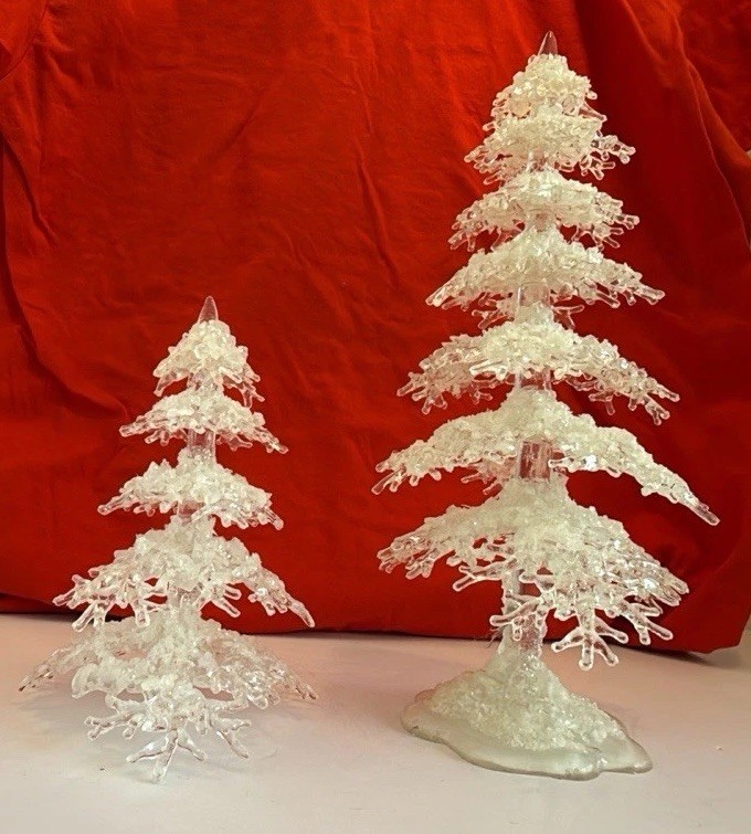 Department 56 Icy Trees Medium Set of 2 Village Accessories 10” & 6” Christmas