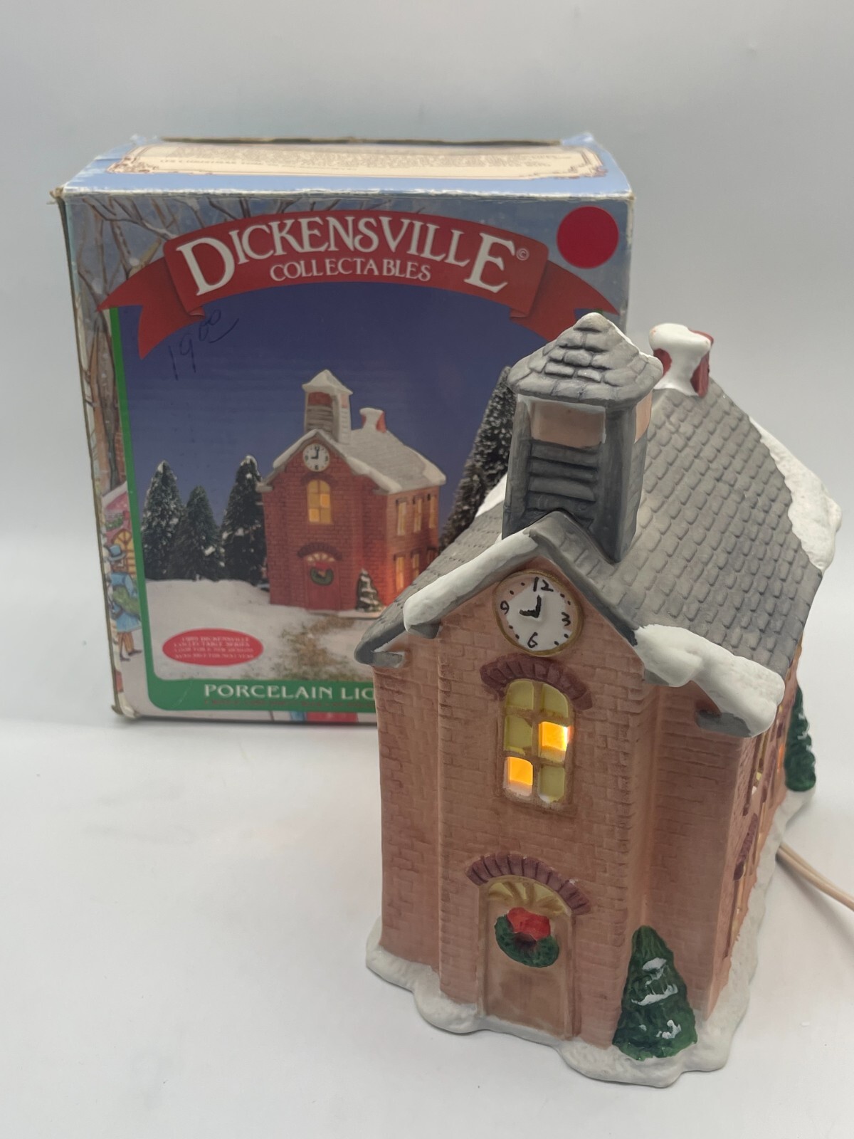 1989 Vintage Noma Dickensville Christmas Porcelain Lighted House Church School