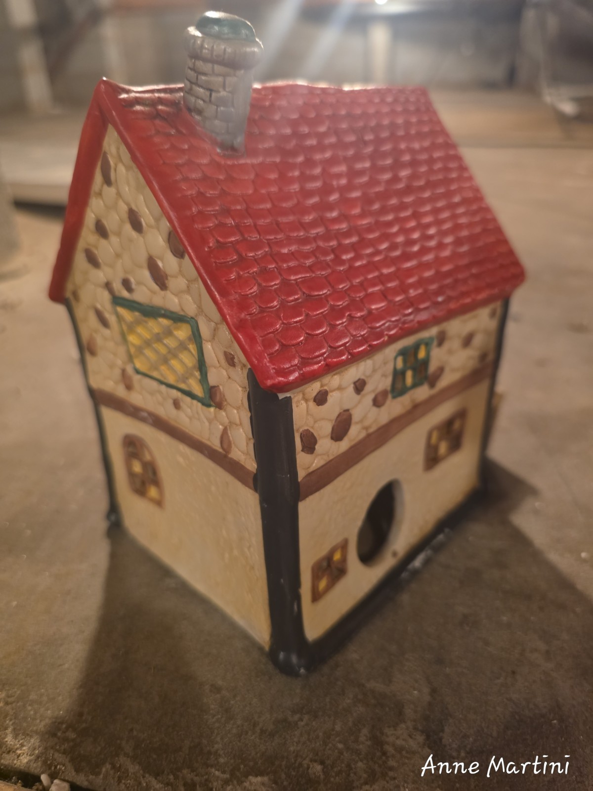 Ceramic Painted Christmas Village Dress Shop House Building, Multicolor