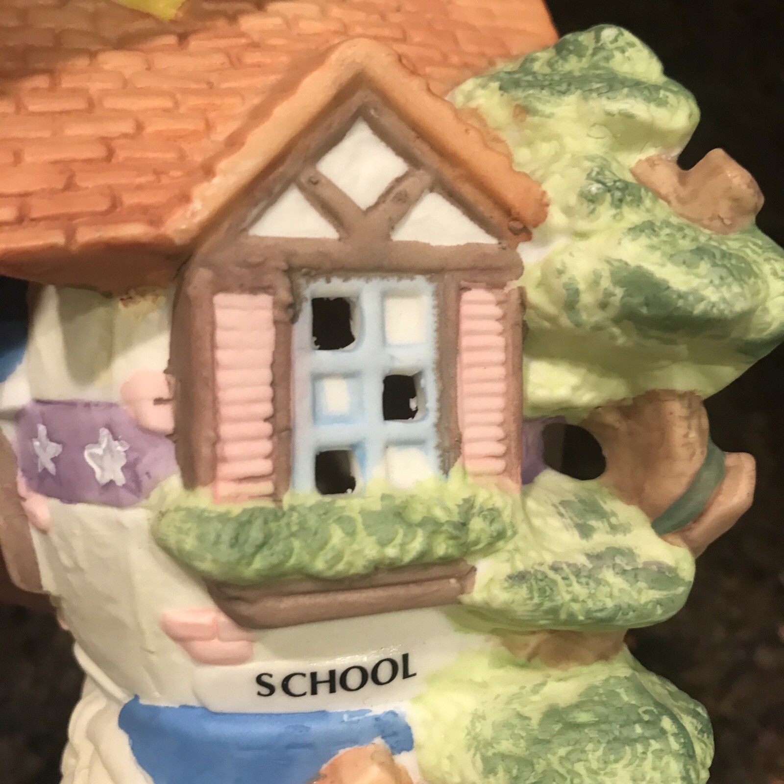 Easter Village Bunny Towne “SCHOOL” tennis shoe/egg house light up pastels CUTE