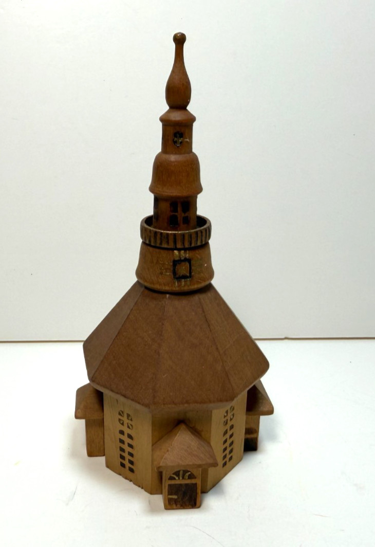 Vintage Miniature Erzgebirge Wooden Church Decoration Christmas East Germany