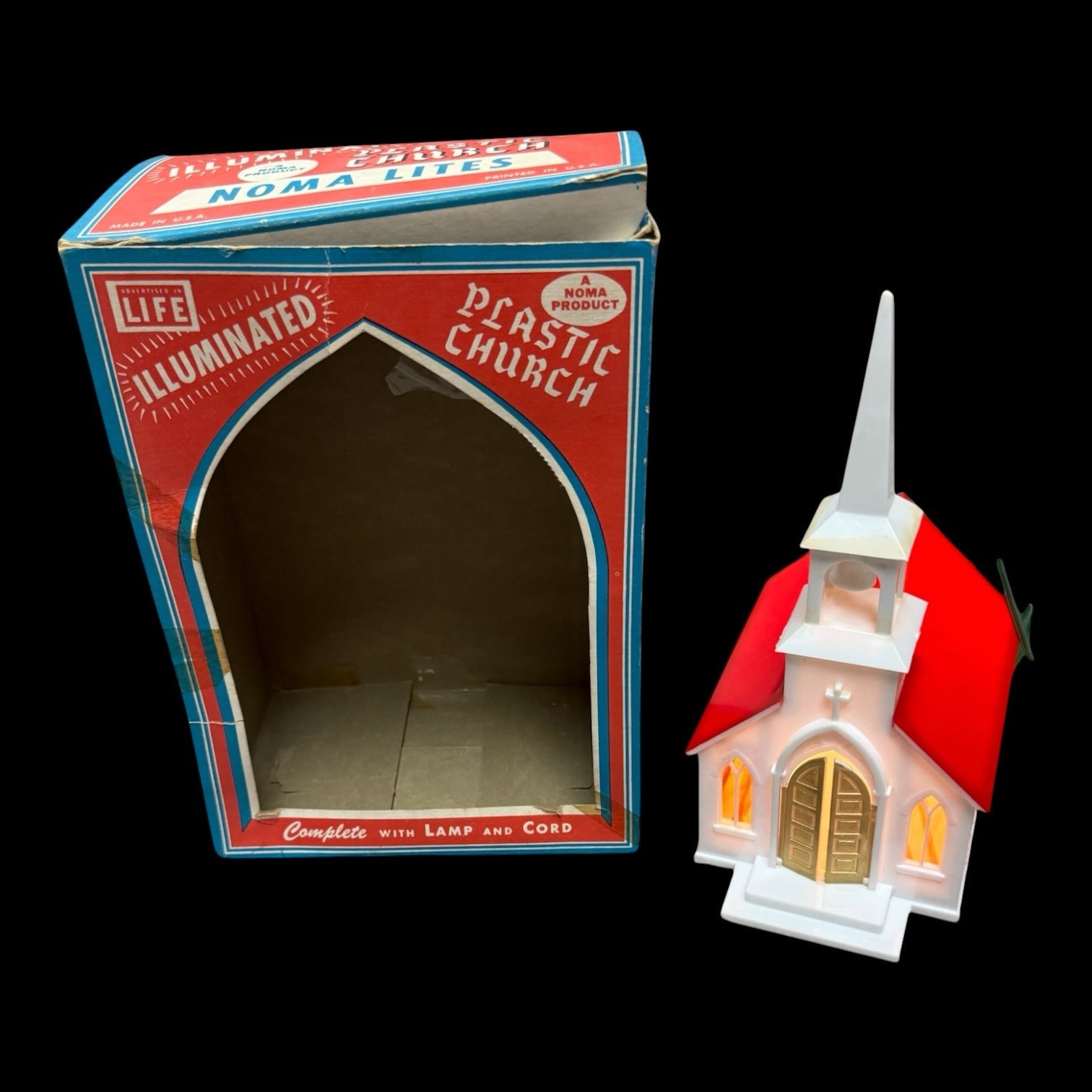 Vintage Noma Electric Light Up Church, Original Box. Brand New!