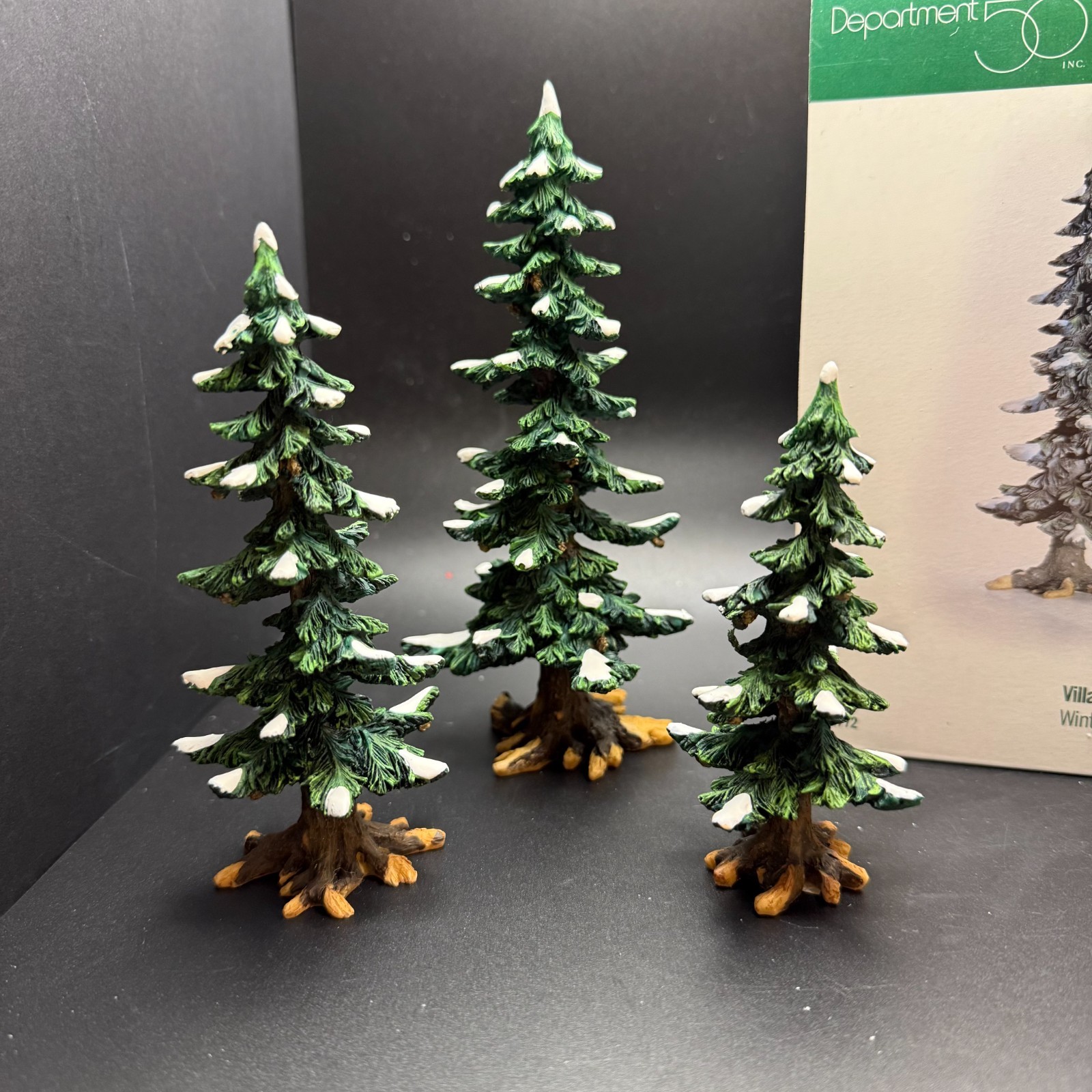 Dept. 56 Winter Pine Trees With Pine Cones #52772 Village Accessory Set of 3