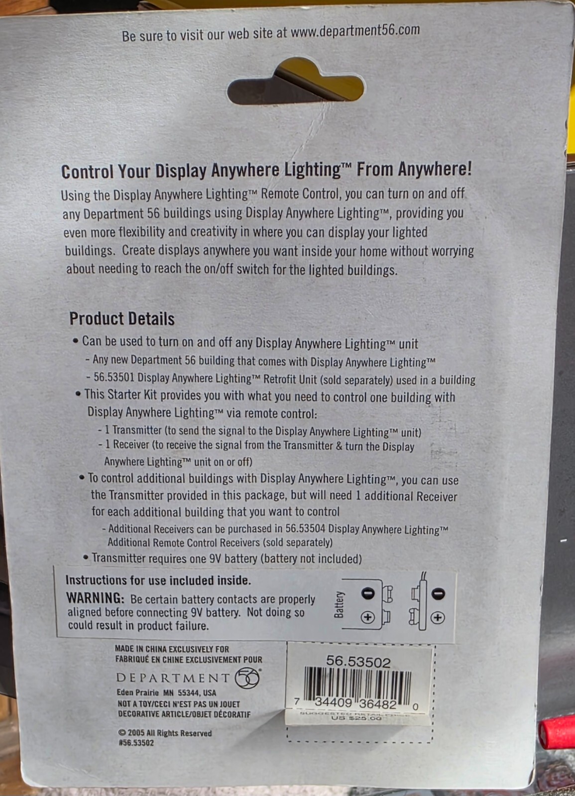 Department 56 Display Anywhere Lighting Remote Control Starter Kit – New