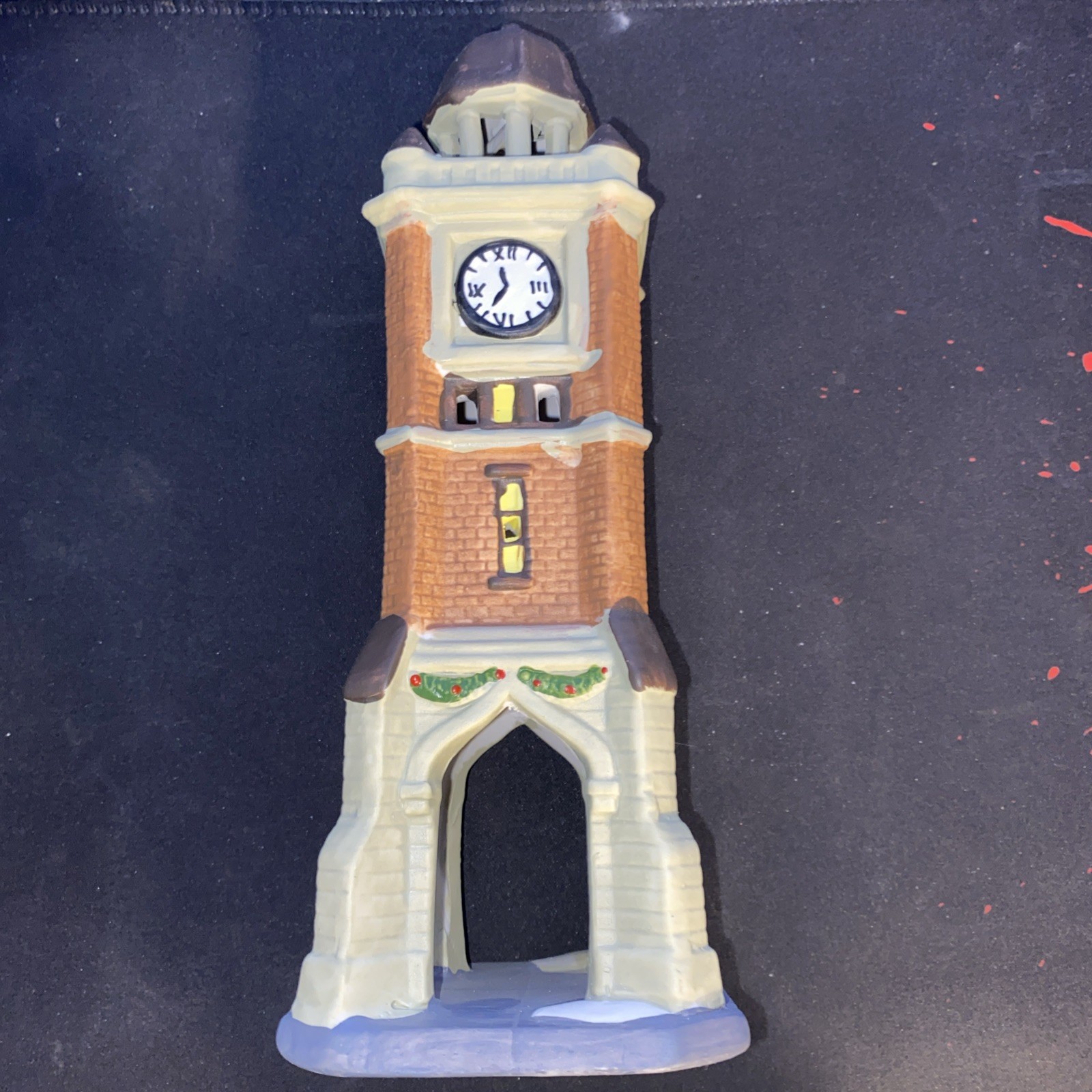 2017 Rare Retired Village Clock Tower holiday time Christmas Village