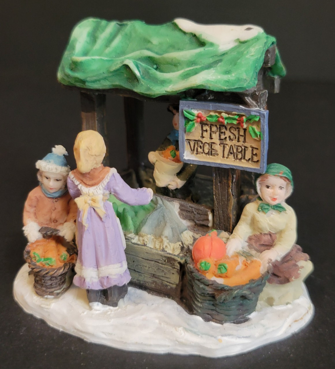 Holiday Time Santas Workbench Christmas Village Vegetable Stand Seller Kiosk