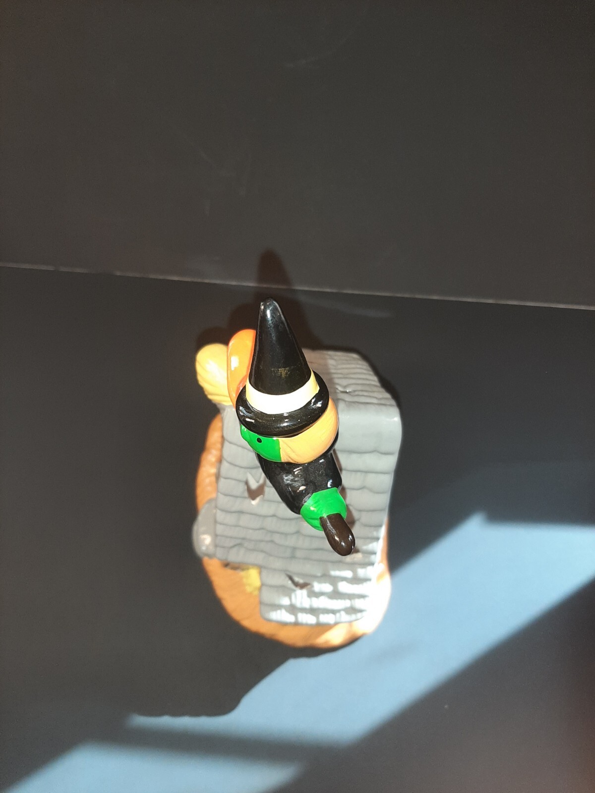 Witch House Halloween Luminary Candle Holder Ceramic Flying Broom Taiwan Vintage