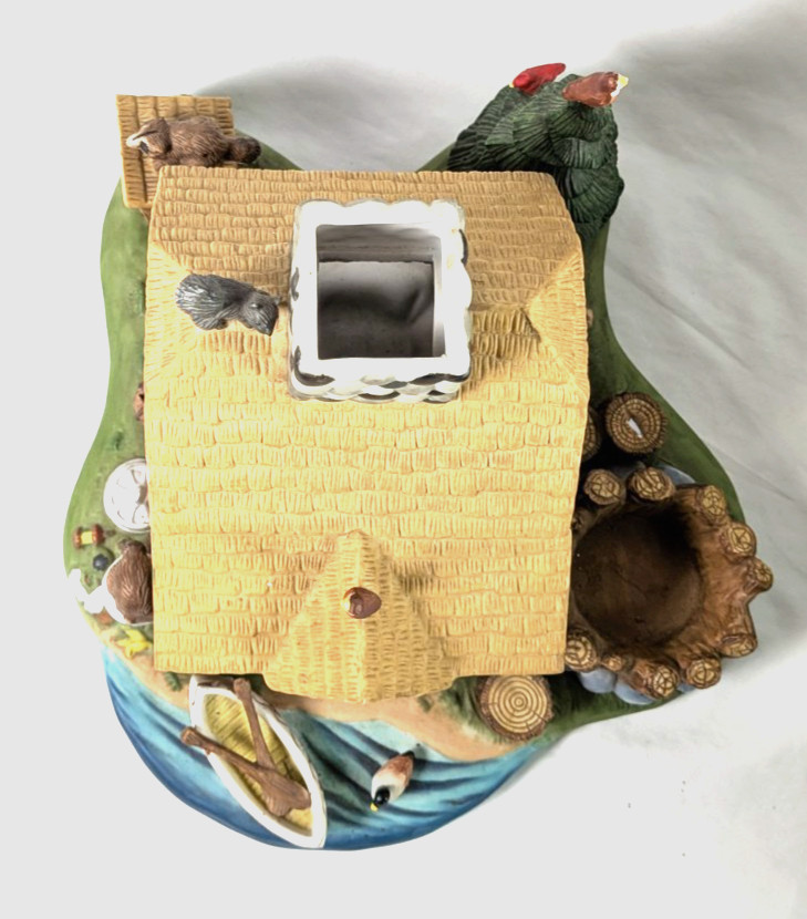 Partylite Gone Fishin’ Tealight House P7305 Fishing Cabin Village Scene Vintage
