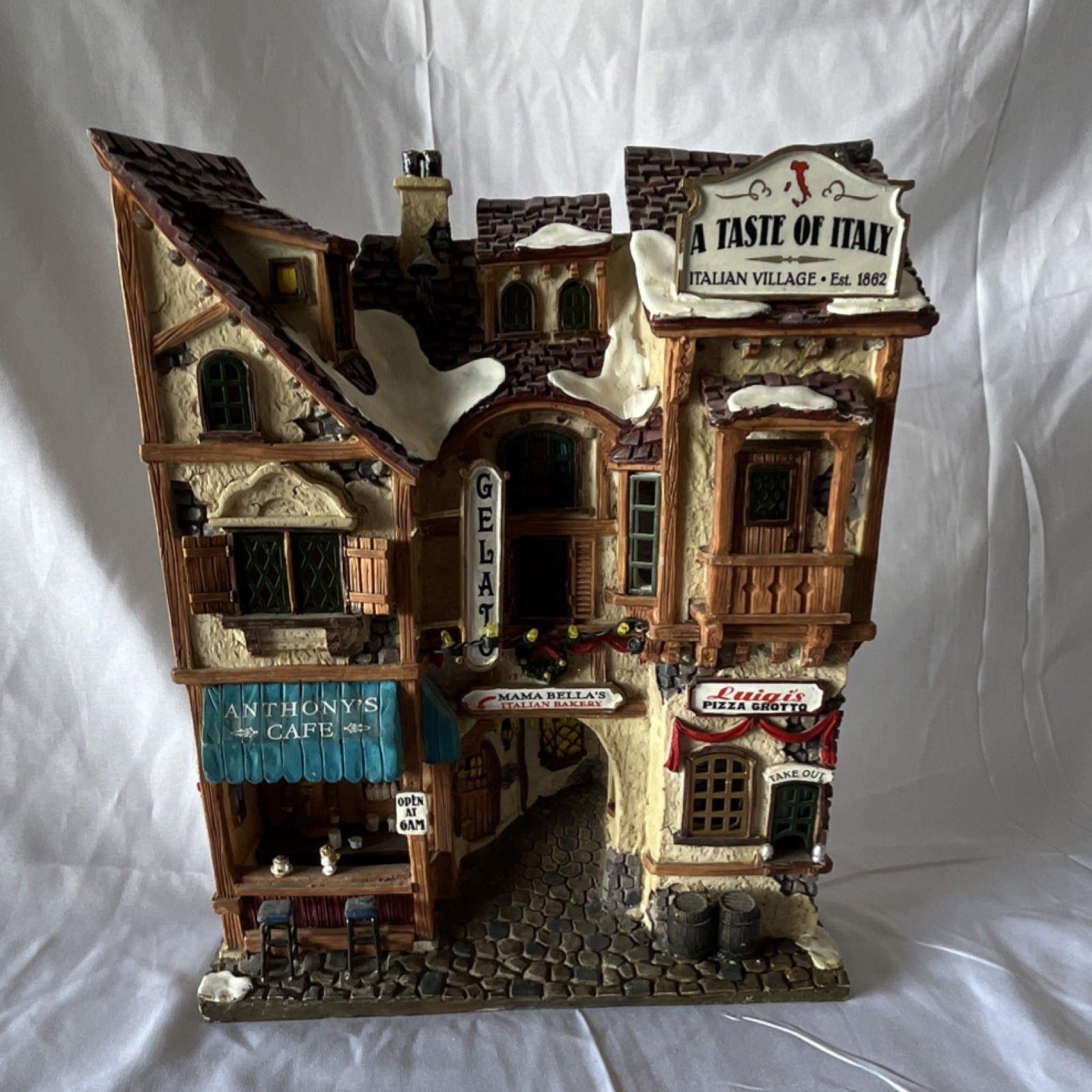 This collectible item is the Lemax “A Taste of Italy” Italian Village facade