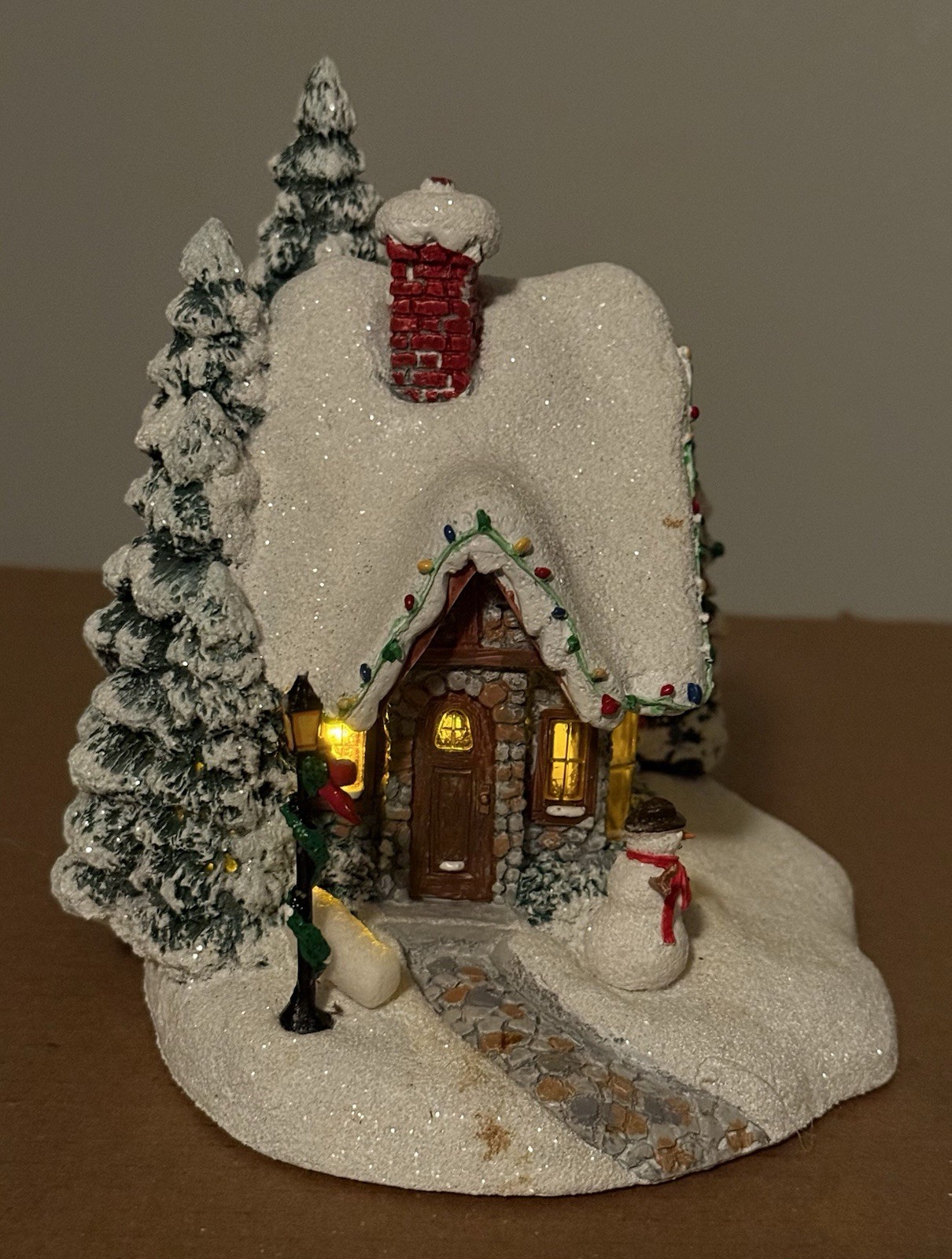 Thomas Kinkade Stillwater Cottage Christmas Village House Teleflora Light Up Vtg
