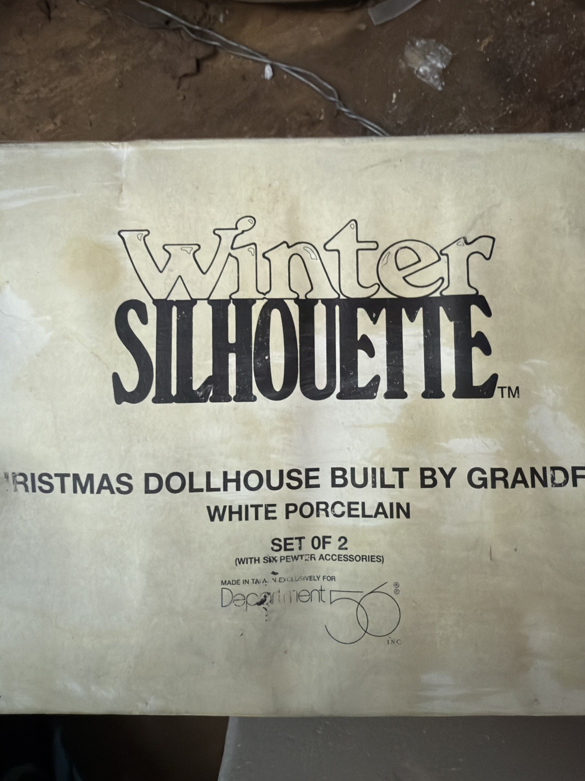 Dept 56 Winter Silhouette CHRISTMAS DOLLHOUSE BUILT BY GRANDPA ORG BOX 6 acs