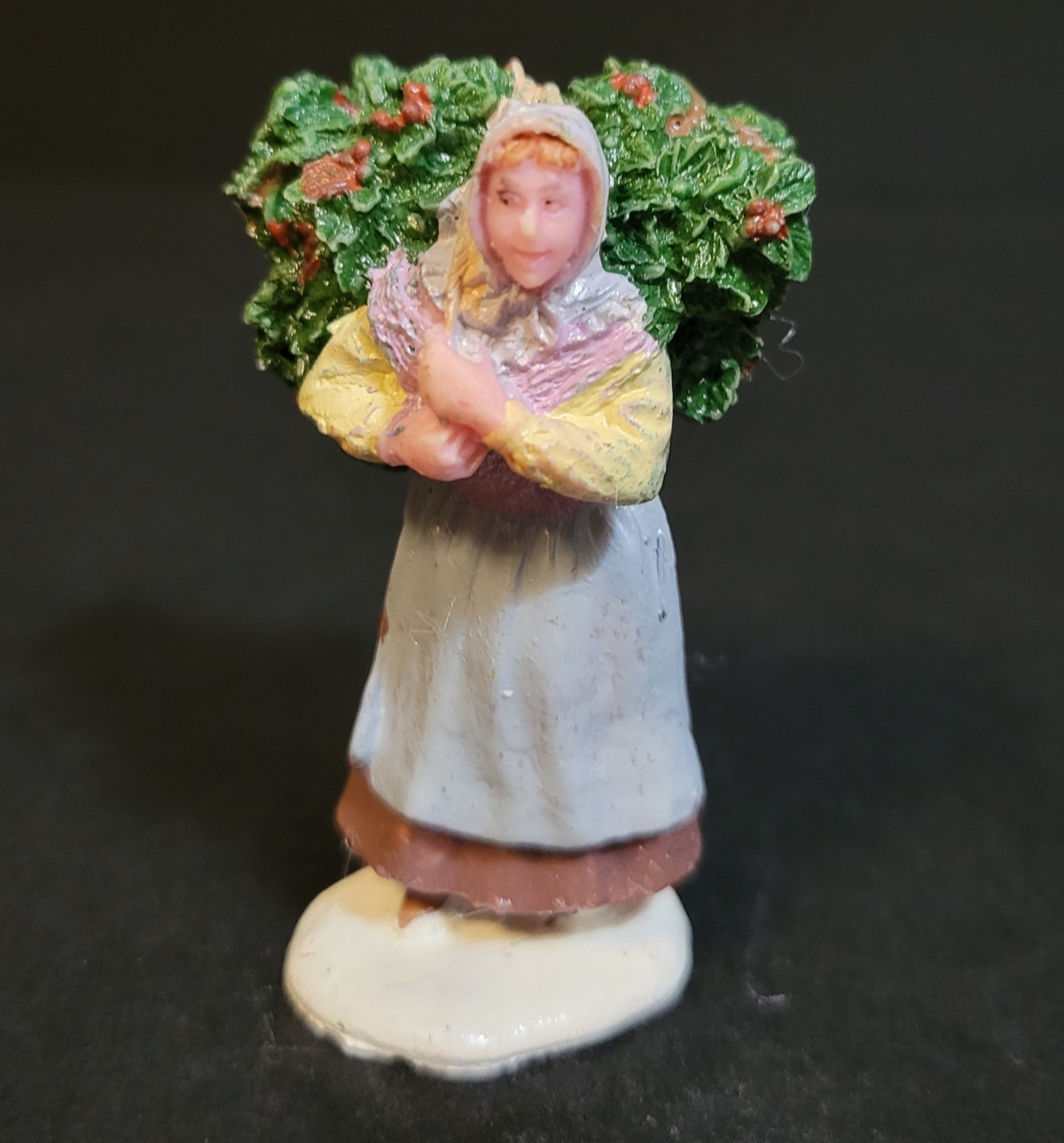 Lemax Christmas Village Town Holly Gatherer 02802 Woman Carrying Seller Vendor