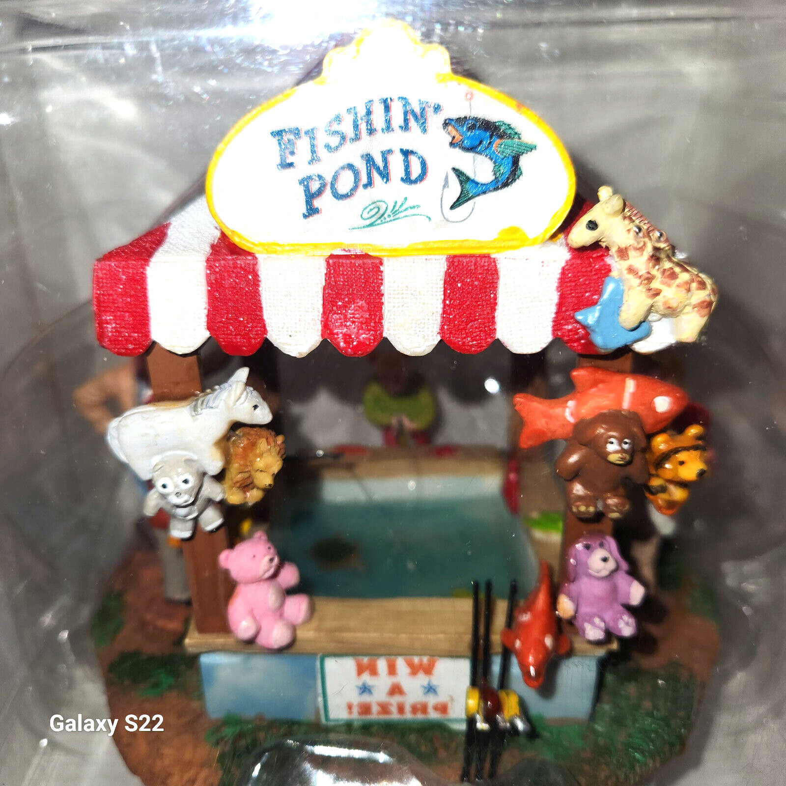 Lemax FISHIN’ Fishing POND Carnival Fair Circus Game Booth Lights Up #83685 NEW