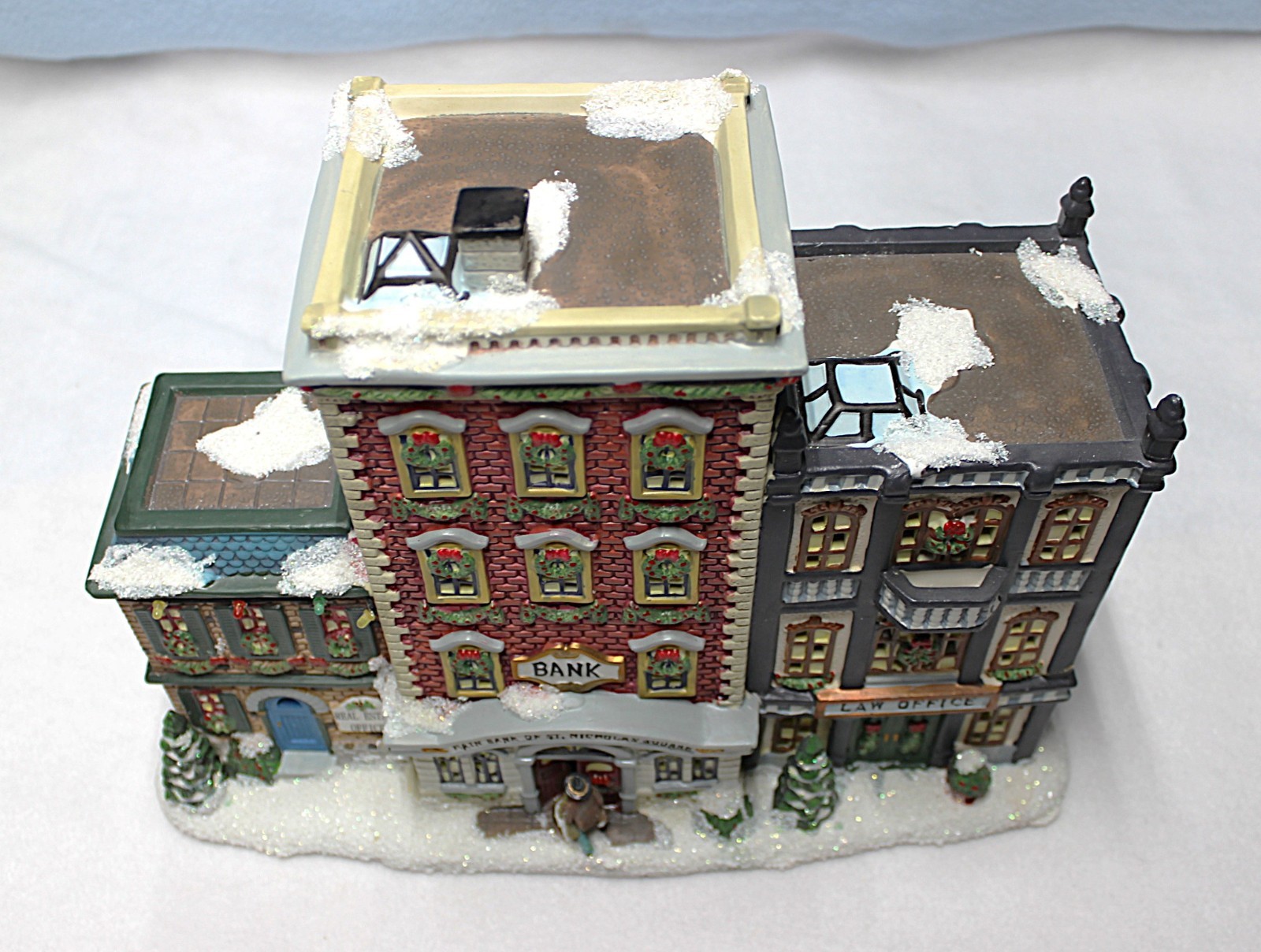 St. Nicholas Square Christmas Village Downtown Businesses Light W/ Box MINT Cond