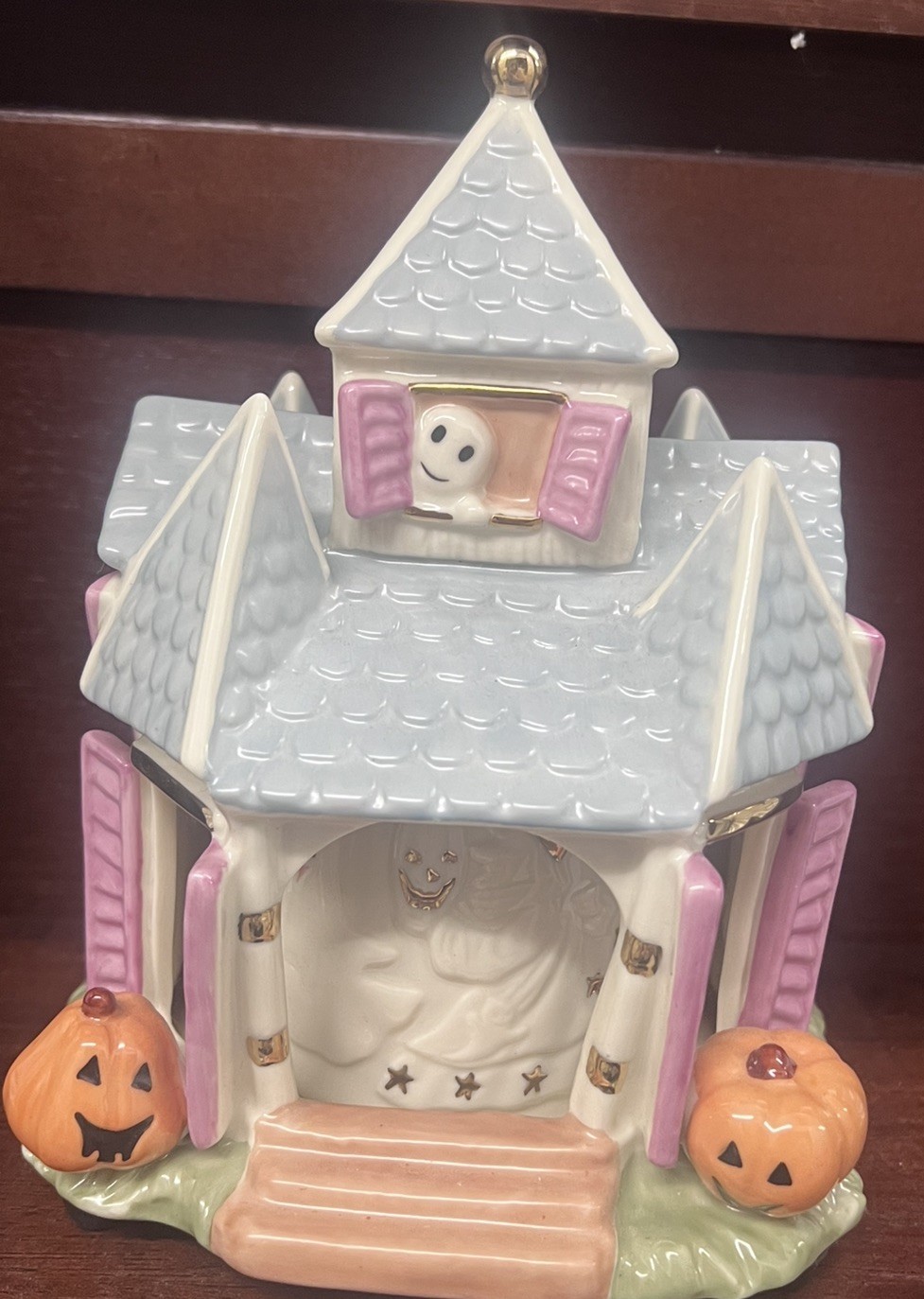 👻 Lenox Haunted House Halloween Music Box Ghost Pumpkin Works Video EUC