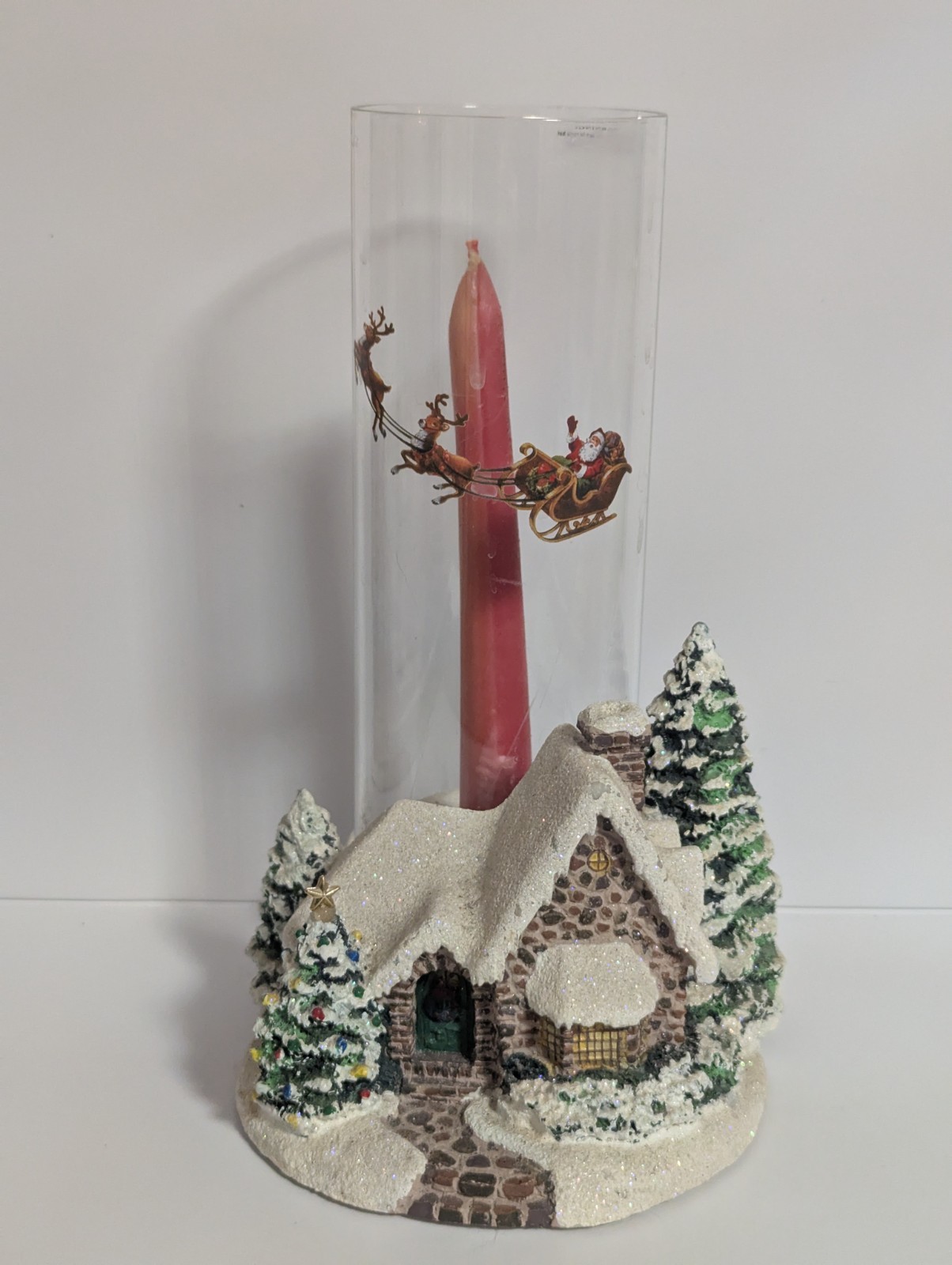 Thomas Kinkade Teleflora Memories of Christmas Candle Holder Santa Globe
