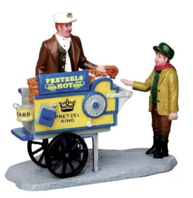 Lemax PRETZEL KING FOOD CART Holiday Village Carnival Accent
