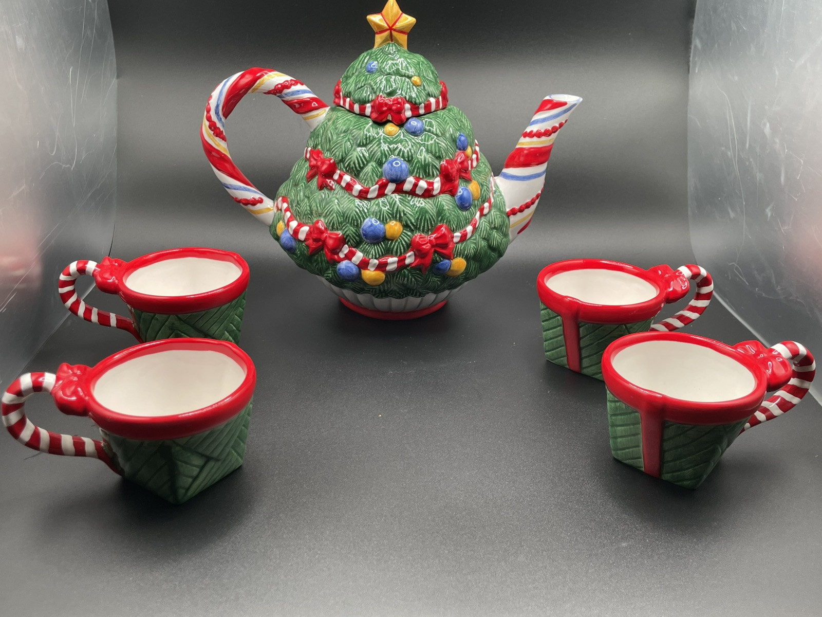 Department 56 Teapot SET Super Cute “O Christmas Tree “