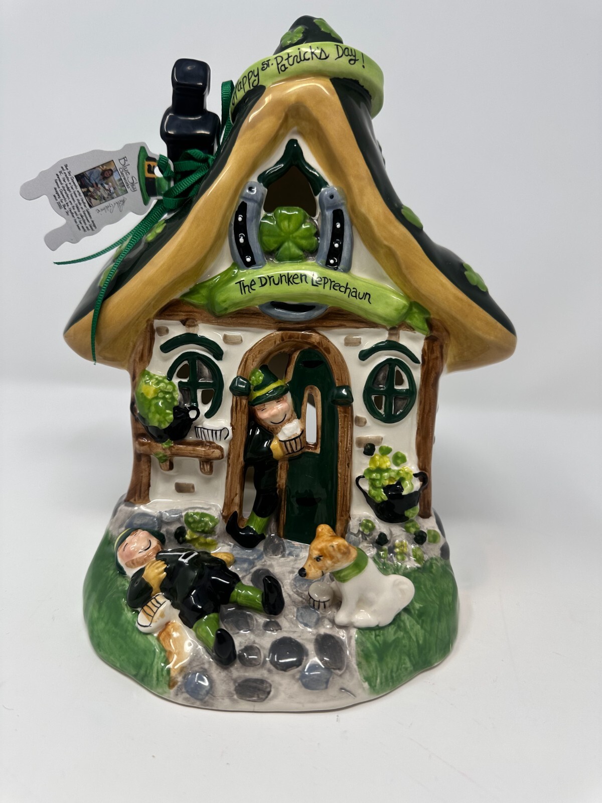 Blue Sky Clayworks The Drunken Leprechaun Village House, St. Patrick’s Day, NEW