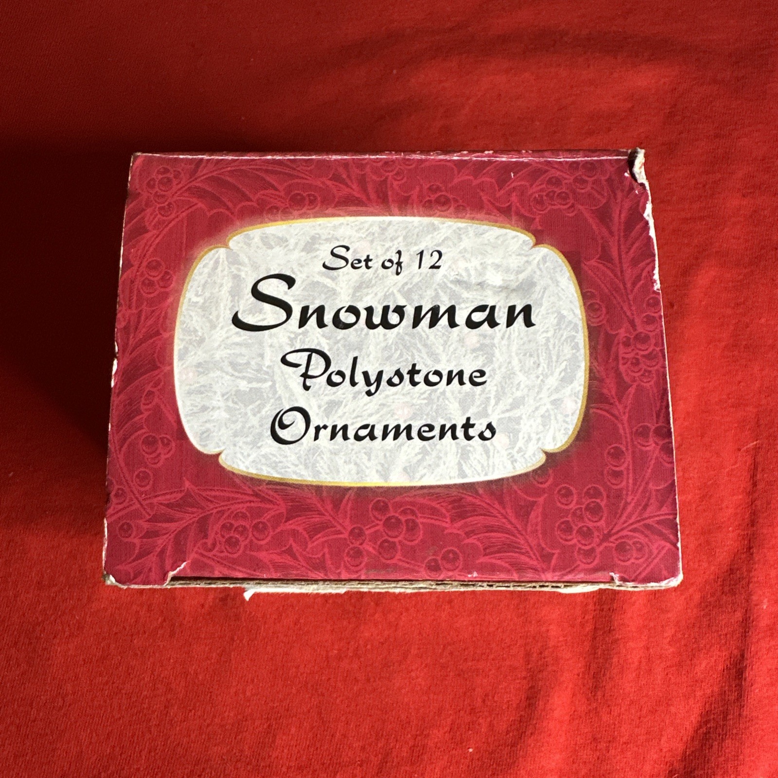 Set Of 12 Mini Snowman Poly Stone Ornaments By Giftco In Original Box