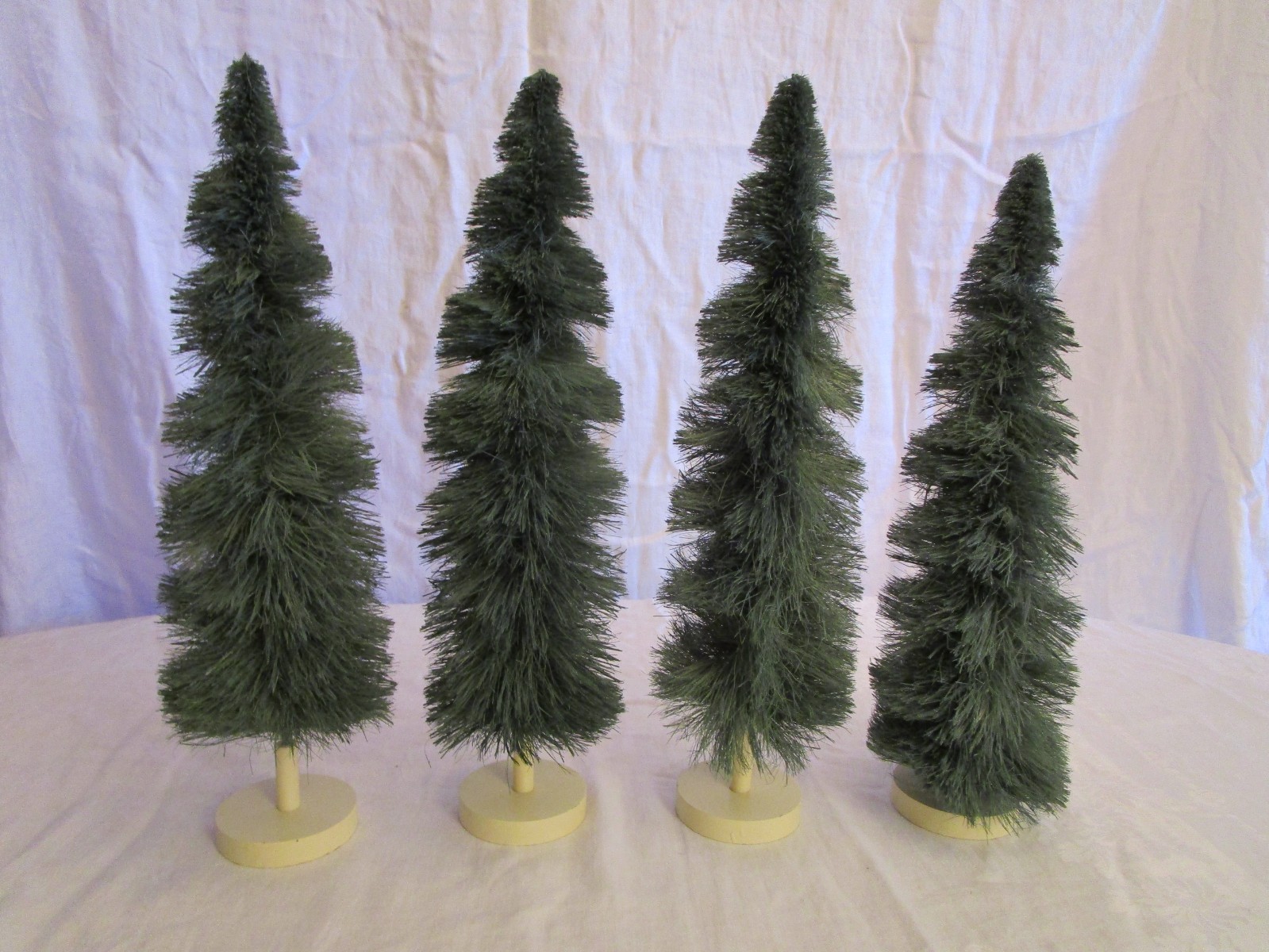 4 Bristle Brush Christmas Village Green Trees 17.5″ Decorative