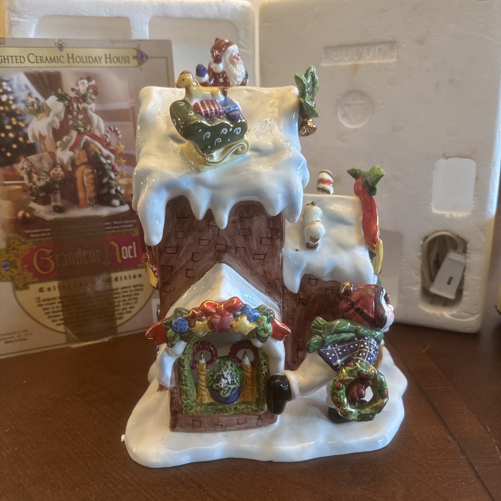 Grandeur Noel Lighted Holiday Christmas Snowman House 9″ Ceramic