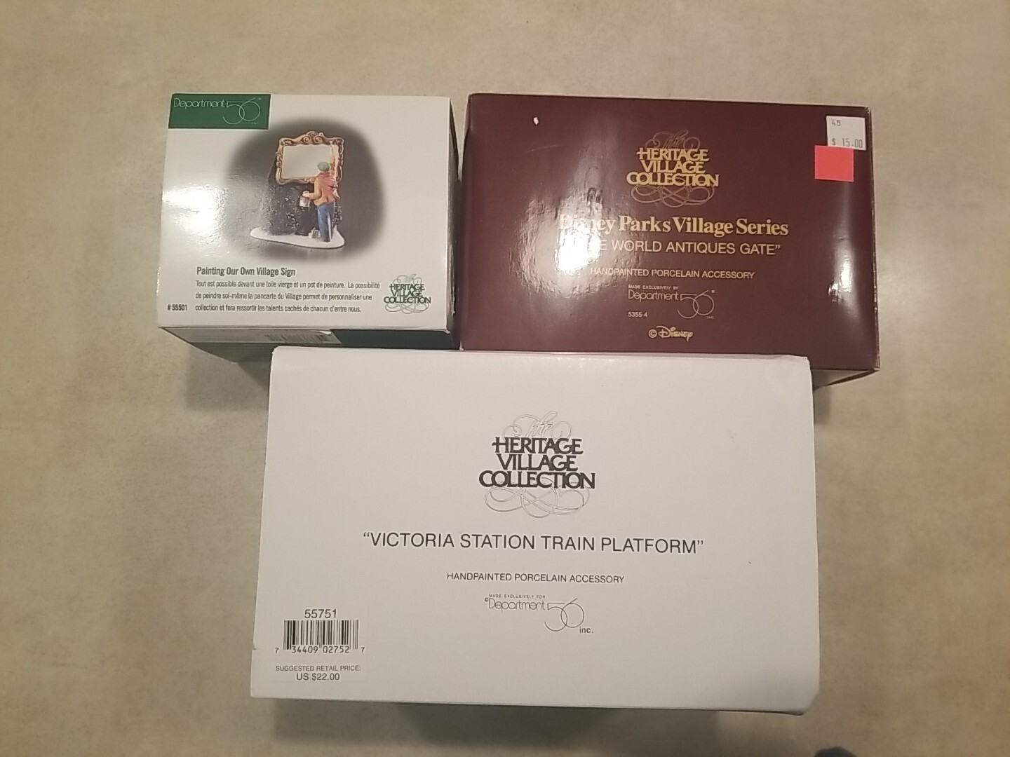 Dept 56 Victoria Station Train Platform Disney Olde World Antiques Painting Lot