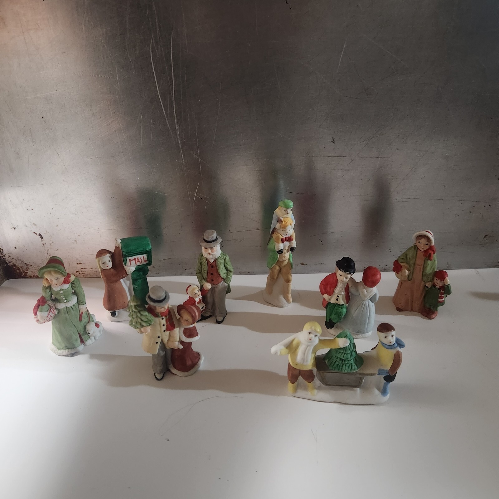 LOT 8 VINTAGE LEMAX LEFTON DEPT 56 CHRISTMAS VILLAGE MINIATURES PEOPLE