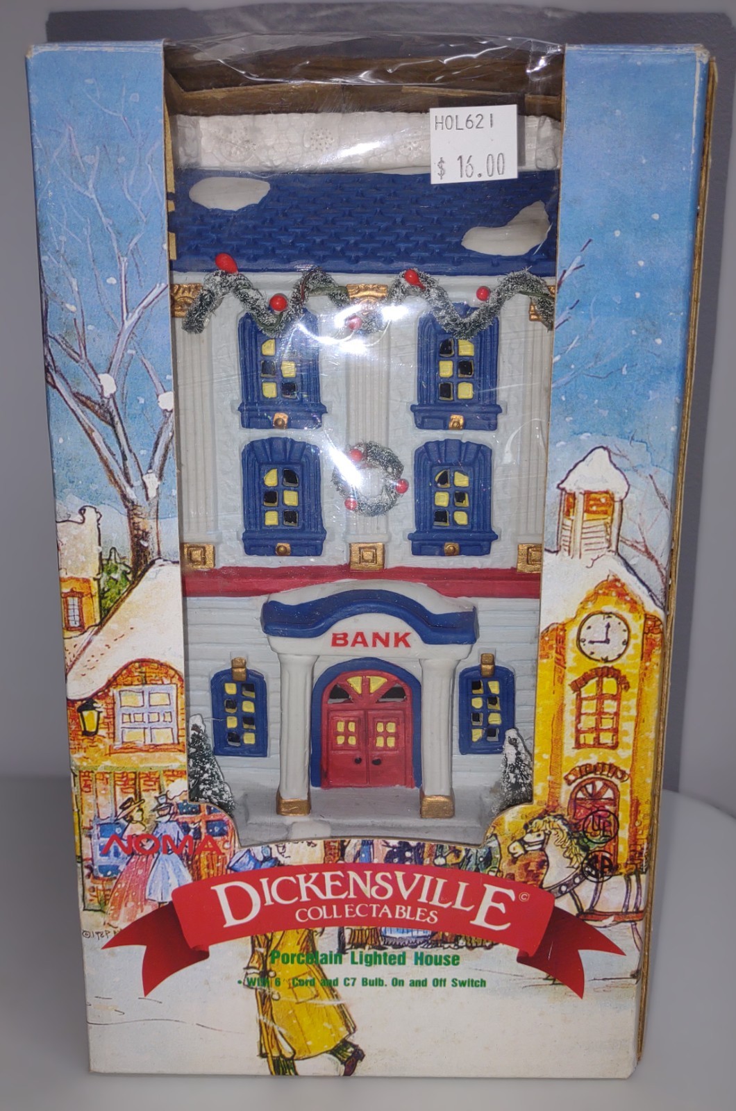 Dickensville Collectables Porcelain Lighted Bank House