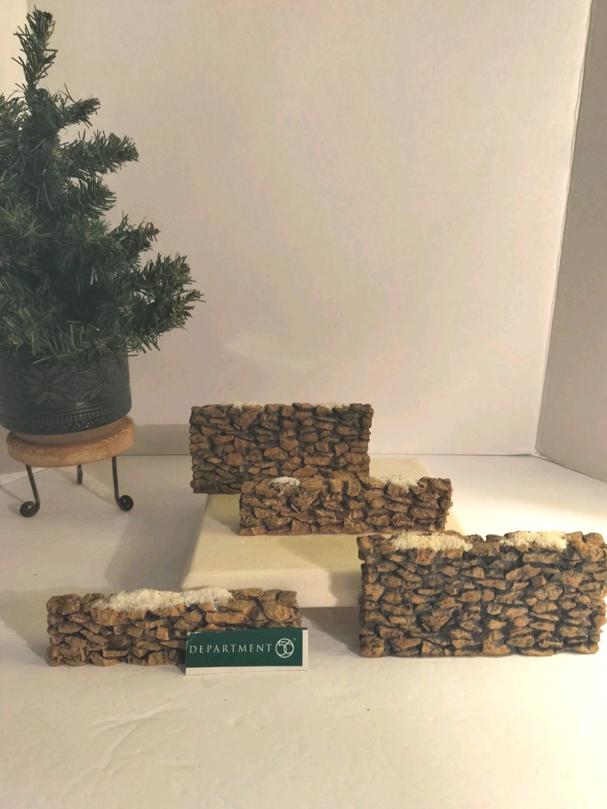 Dept 56 Heritage Village STONE WALL (Set of 4) 2 Small, 2 Large,EUC, No Box