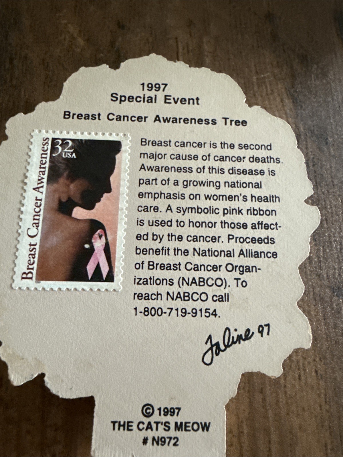 Cats Meow Breast Cancer Awareness Tree Shelf Sitter 1997 Special Event *READ*