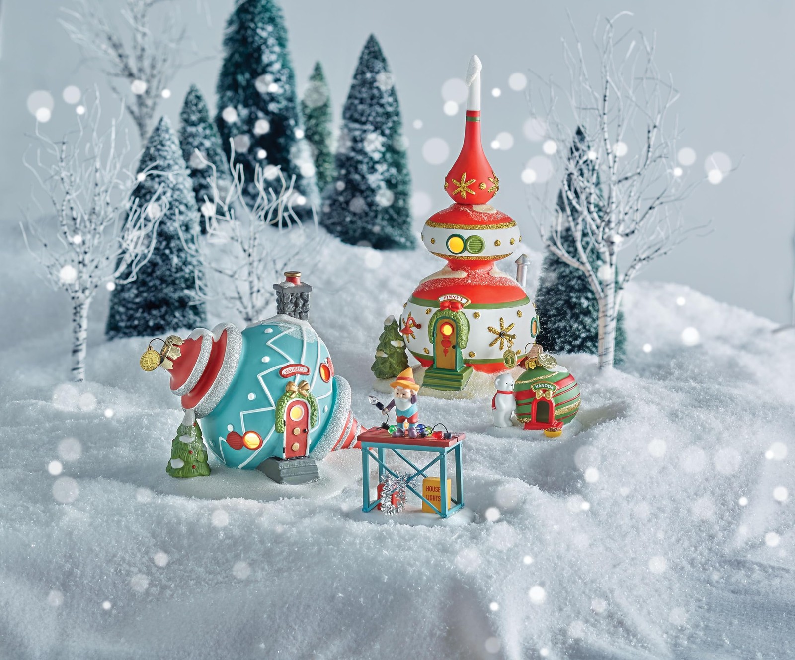 North Pole Village Finny’s Ornament House Lit Building, 9.5 Inch, Multicolor
