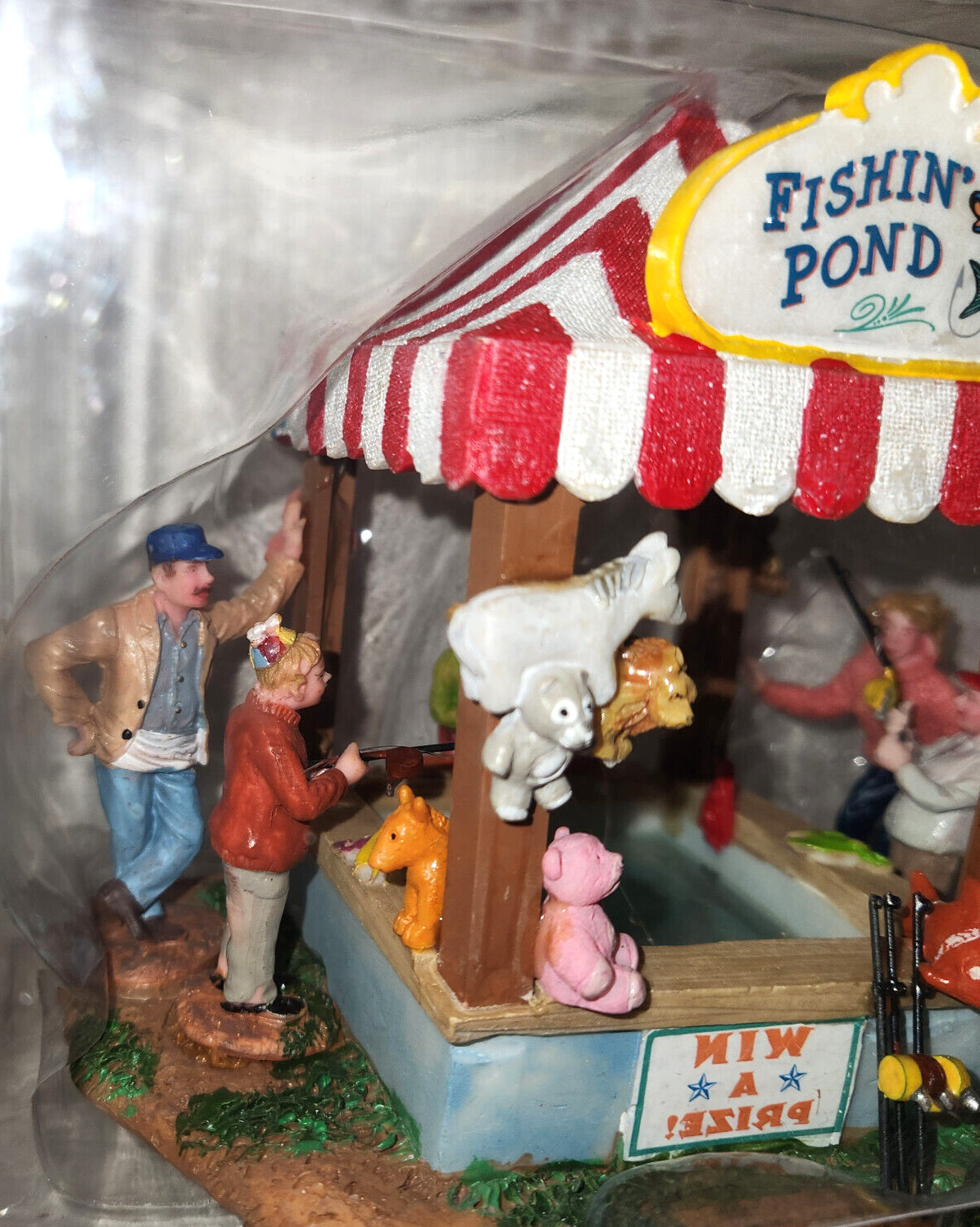 Lemax FISHIN’ Fishing POND Carnival Fair Circus Game Booth Lights Up #83685 NEW