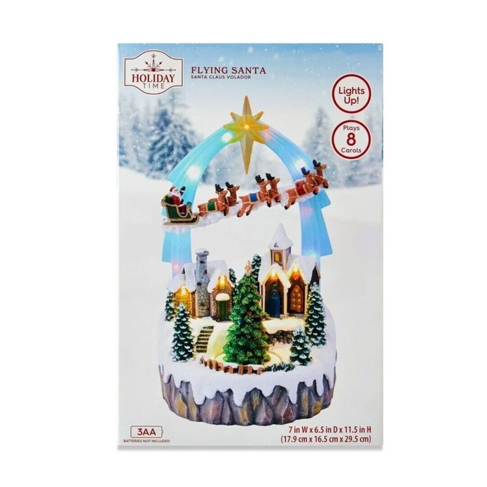 Light-Up Christmas Musical Faux Flying Santa Decorative Figurine, 11 in, New!