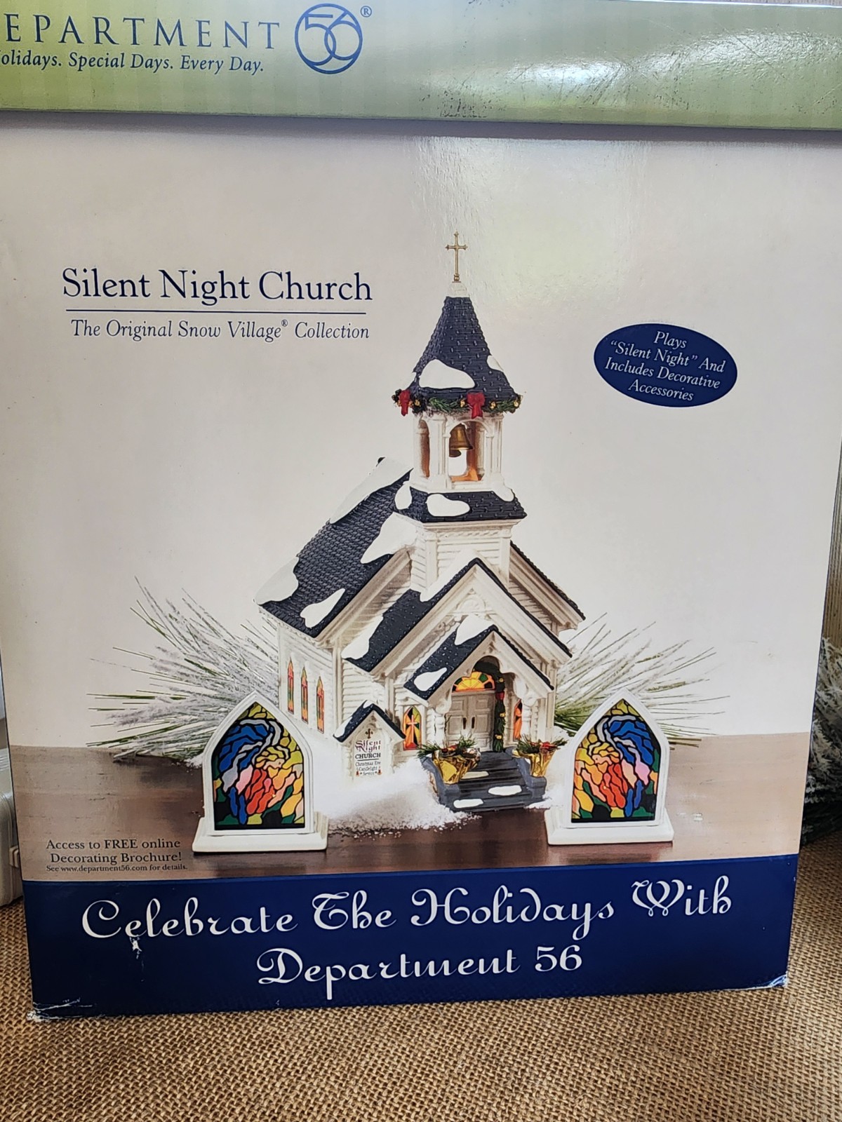 🎄Dept 56 Snow Village “Silent Night Church” Lighted &Musical – Retired 2005
