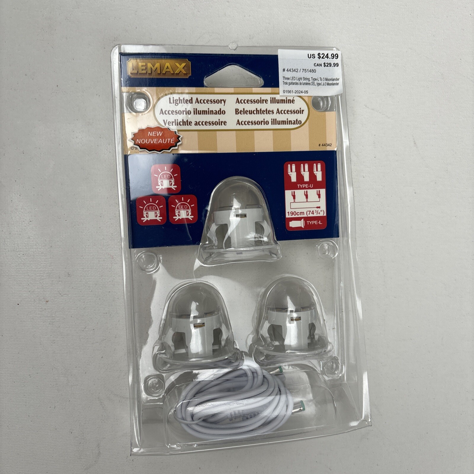 Lemax Christmas Village Moon Lander Accessory Three LED Light String 44342 New
