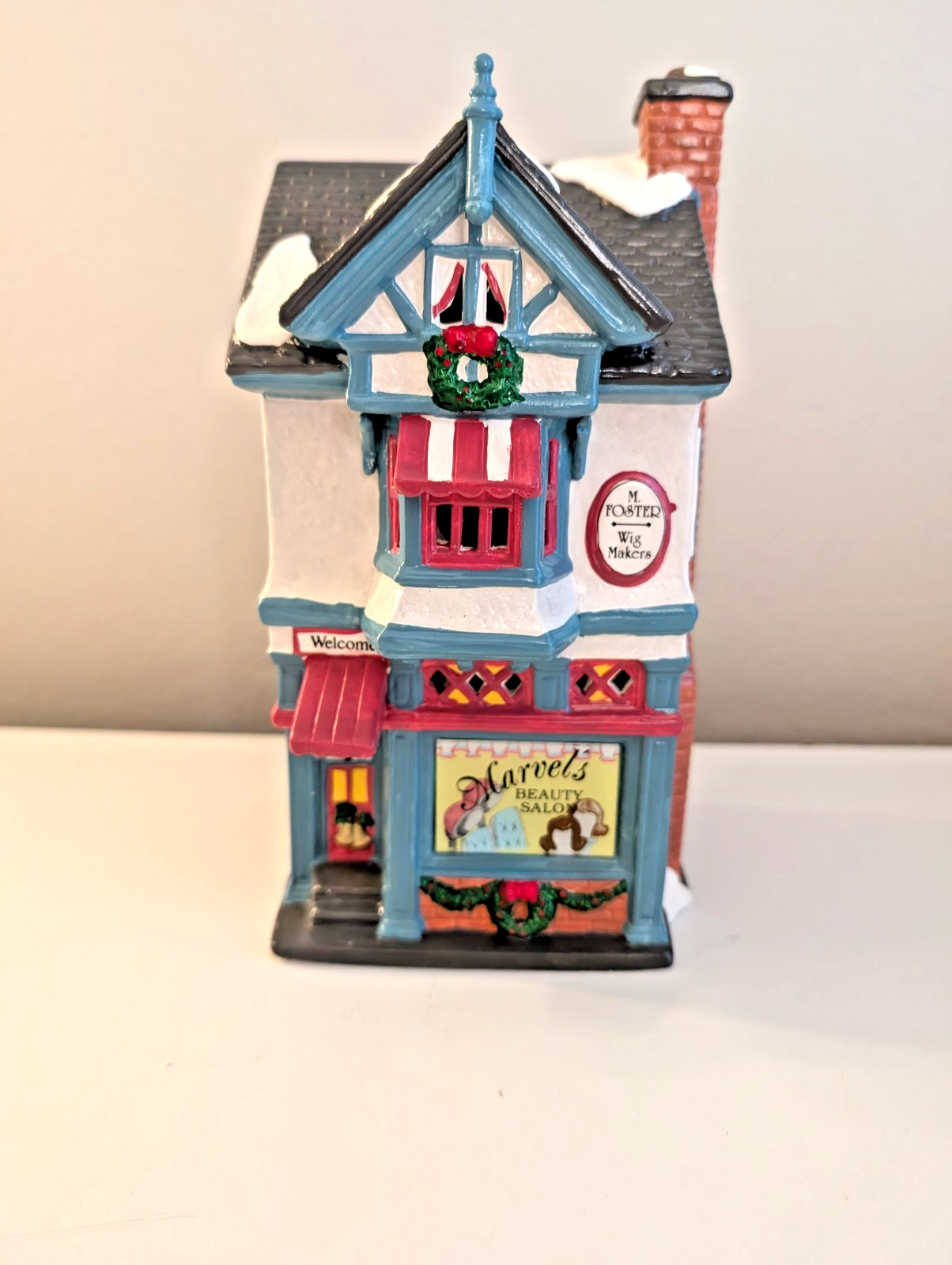 Department 56 Snow Village Marvel’s beauty salon 5470-4 vintage 90s w/ box