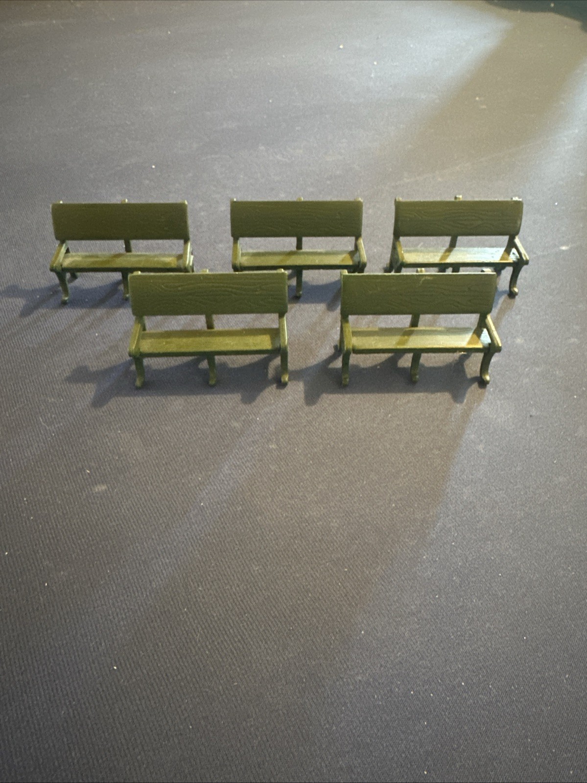 Dept 56 Heritage Village 5 Green Metal Park Benches #51098 1987 Christmas Set