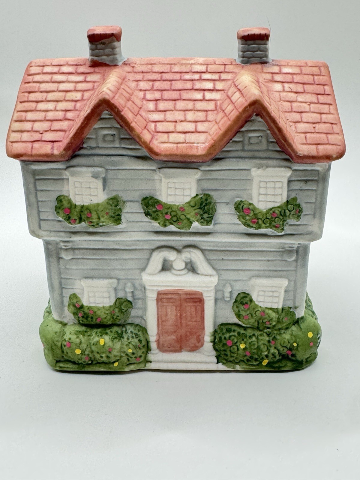 Vintage Ceramic Cottage House Figurine Cottagecore Shelf Decor Pink Roof