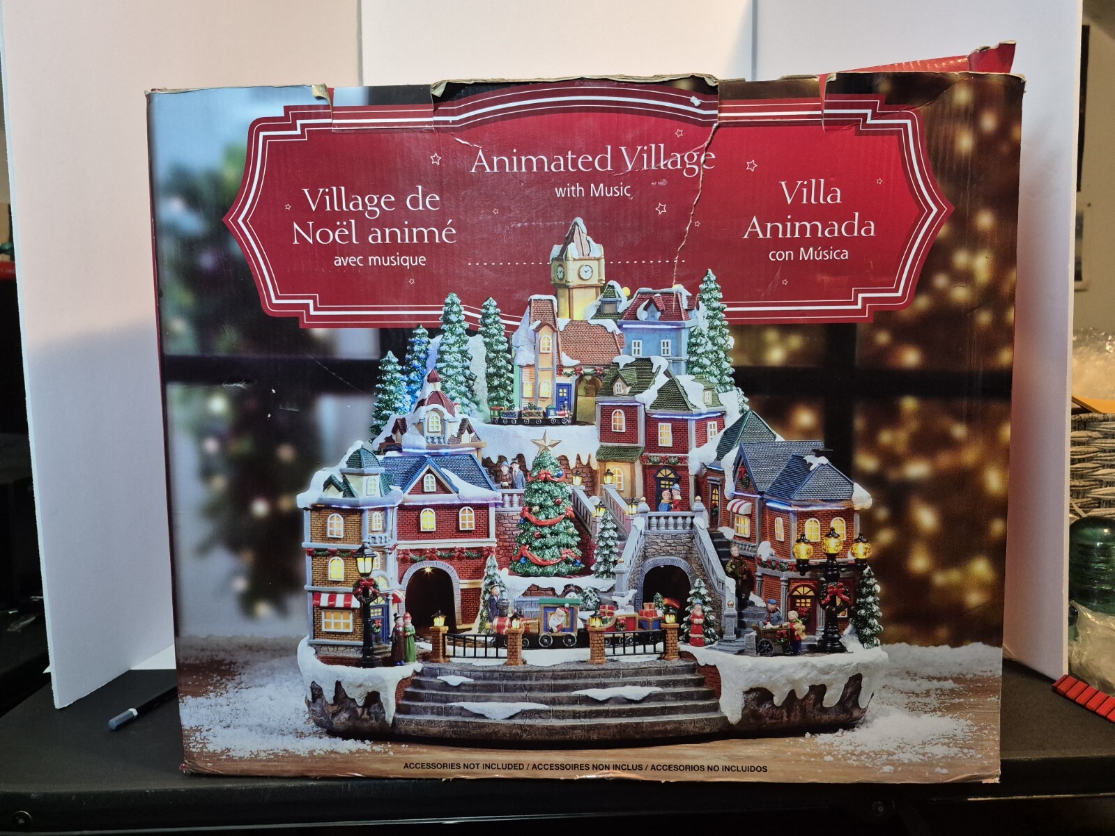 Village De Noël Anime Animated Village With Music Display *Tested*
