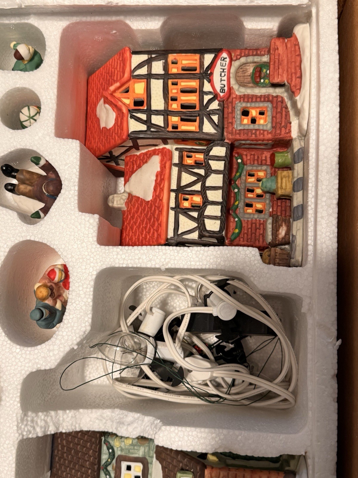 Ceramic Illuminated Christmas Village Set w/ Accessories, Multicolor, 10+ Pcs